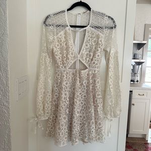 For Love and Lemons white lace mini dress, size SMALL